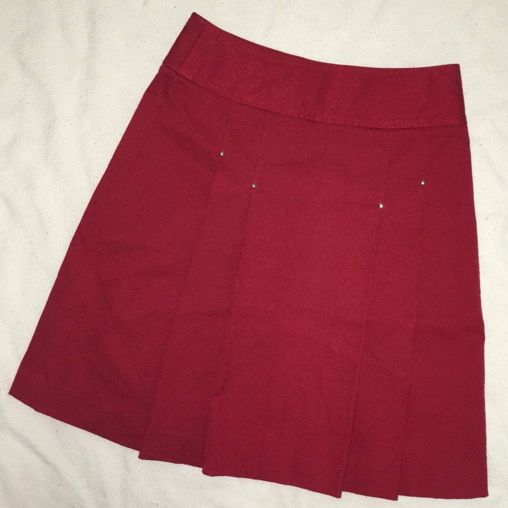 Etcetera Red Pleated Paisley Skirt sz 0